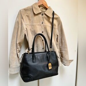 Ralph Lauren RLL Black Pebbled Leather Satchel